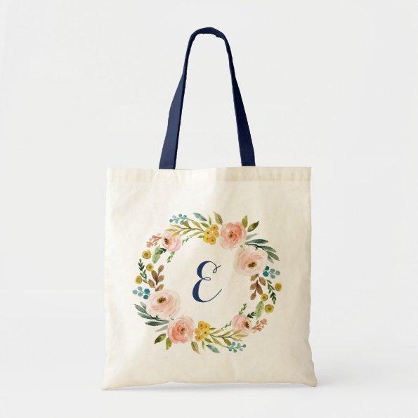 Personalized Watercolor Floral Tote Bag