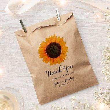 Personalized Watercolor Sunflower Fall Wedding Favor Bag