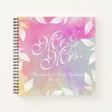 Personalized Watercolor Wedding Guestbook Notebook