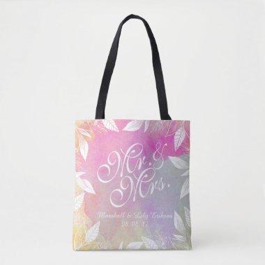 Personalized Watercolor Wedding Tote Bag