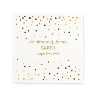 Personalized Wedding Confetti Spots Gold Glitter Napkins