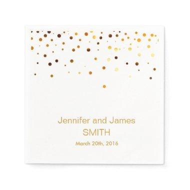 Personalized Wedding Confetti Spots Gold Glitter Napkins