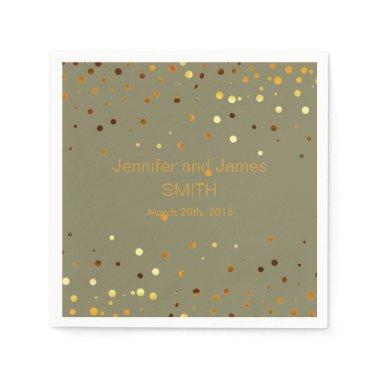 Personalized Wedding Confetti Spots Gold Glitter Napkins
