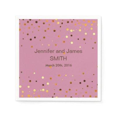 Personalized Wedding Confetti Spots Gold Glitter Paper Napkins
