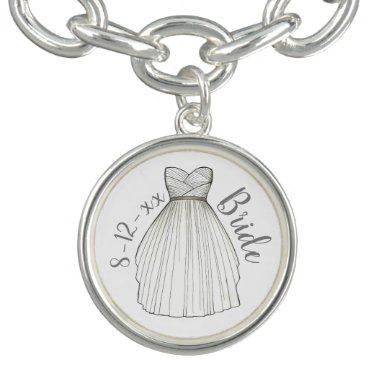 Personalized Wedding Date Bridal Gown Bride Gift Bracelet