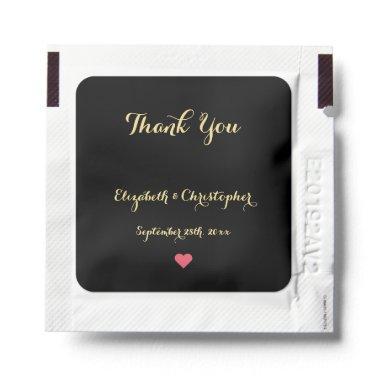 Personalized Wedding Favor Black Gold Thank You Hand Sanitizer Packet