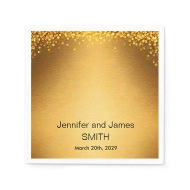 Personalized Wedding Gold Confetti Glitter Napkins