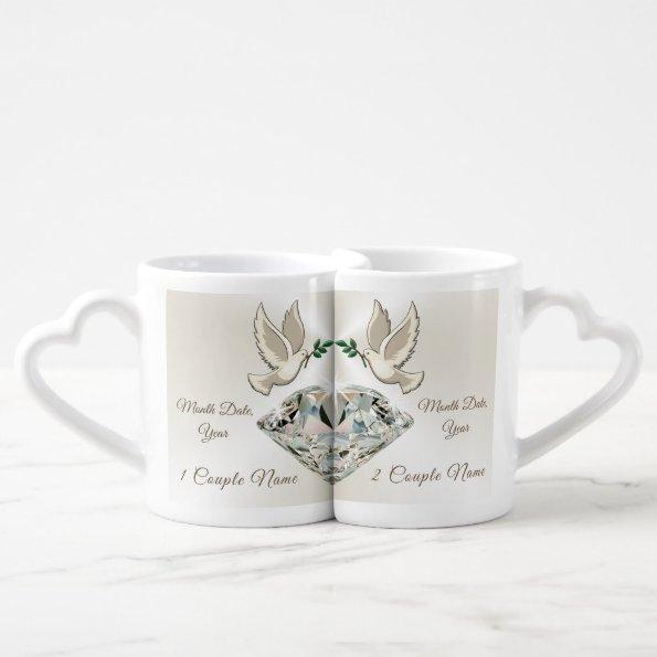 Personalized Wedding Mugs for Bride and Groom, Set
