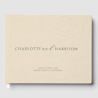 Personalized Wedding Photo Cream Faux Linen Guest Book