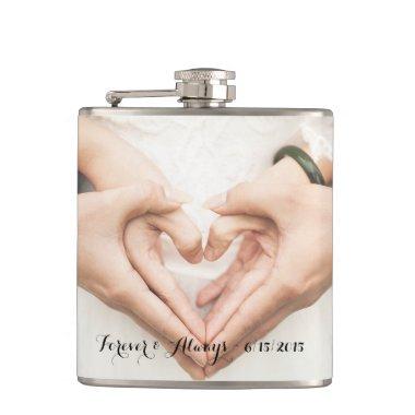 Personalized Wedding Photo Forever & Always Flask