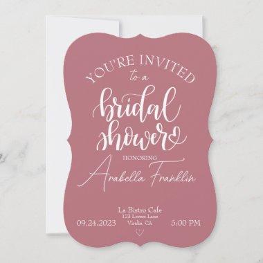 Personalized White Bridal Shower Rose Gold Invitations