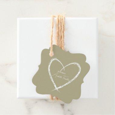 Personalized White Bridal Shower Sage Green Favor Tags