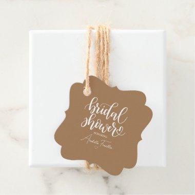 Personalized White Wedding Bridal Shower Brown Favor Tags