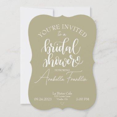 Personalized White Wedding Bridal Shower Green Invitations