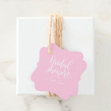 Personalized White Wedding Bridal Shower Soft Pink Favor Tags