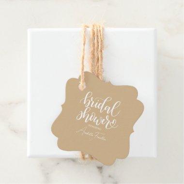 Personalized White Wedding Bridal Shower Tan Favor Tags