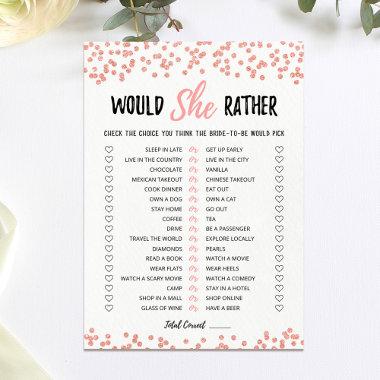 Personalized Would She Rather Bridal Shower Invitations