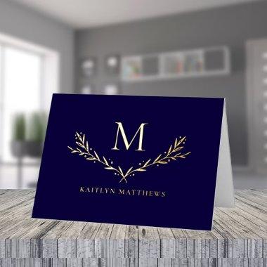 Personalized Wreath Monogram Initial Real Foil Greeting