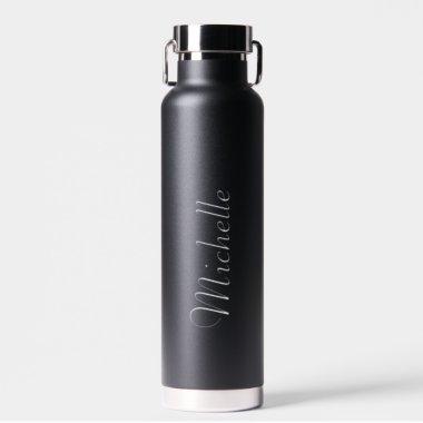 Personalized Your Name Script Black Wedding Water Bottle