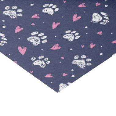 Pet Paw Print Heart Doodle Pattern Valentine's Day Tissue Paper