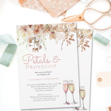 Petals and Bubbly Prosecco Floral Bridal Shower Invitations