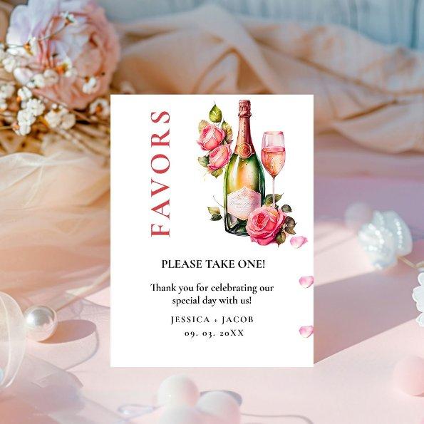 Petals and prosecco  Favors sign