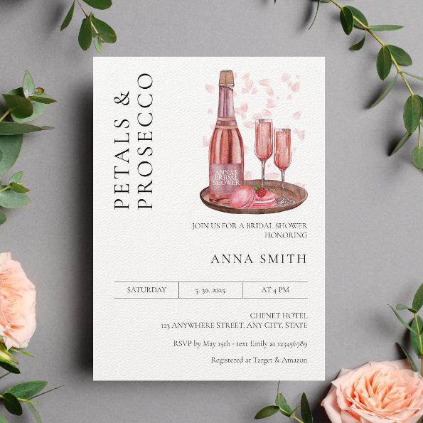 Petals and Prosecco Bridal Shower Modern Minimal Invitations
