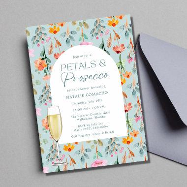Petals and Prosecco Bridal Shower Party Invitations
