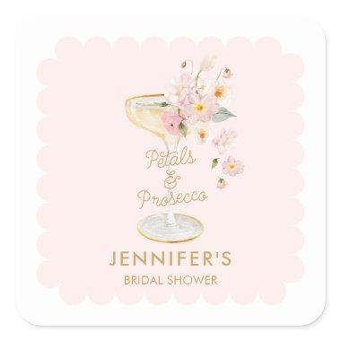Petals and Prosecco  Personalized Square Sticker