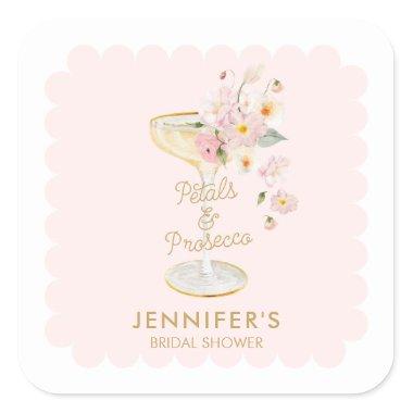 Petals and Prosecco Bridal Shower Personalized Square Sticker