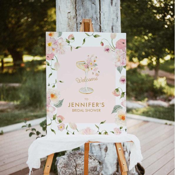 Petals and Prosecco Bridal Shower Welcome Foam Board