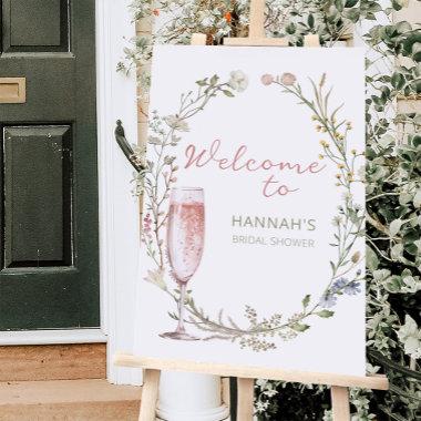 Petals and Prosecco Bridal Shower Welcome Sign