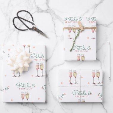 Petals and Prosecco Bridal Shower Wrapping Paper Sheets