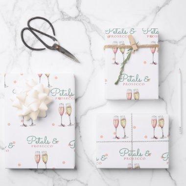 Petals and Prosecco  Wrapping Paper Sheets