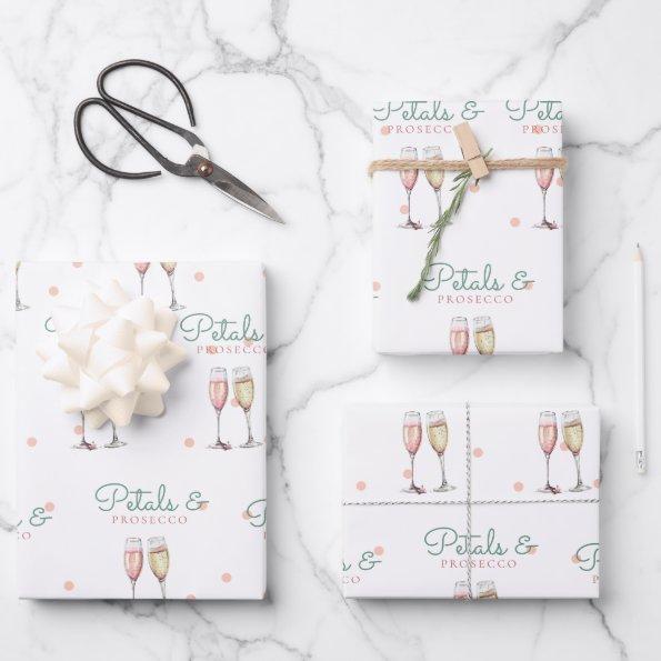 Petals and Prosecco  Wrapping Paper Sheets