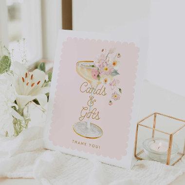 Petals and Prosecco Invitations and Gifts Pedestal Sign
