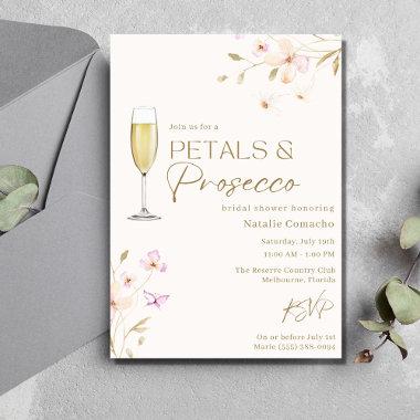 Petals and Prosecco Elegant Bridal Shower Party Invitations