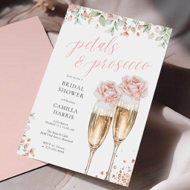 Petals and Prosecco Floral Blush Bridal Shower Invitations