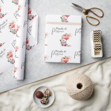 Petals and Prosecco Floral Bridal Shower Brunch Wrapping Paper