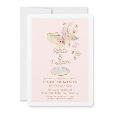 Petals and Prosecco Floral Bridal Shower Invitations