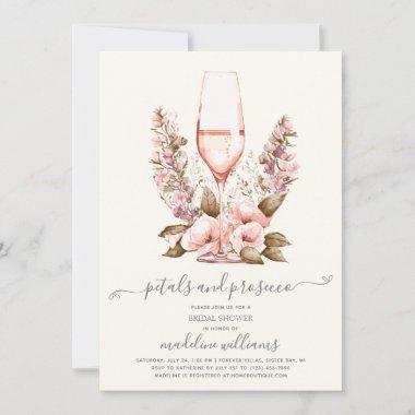Petals and Prosecco Floral Bridal Shower Invitations