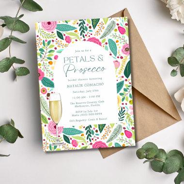 Petals and Prosecco Floral Bridal Shower Party Invitations