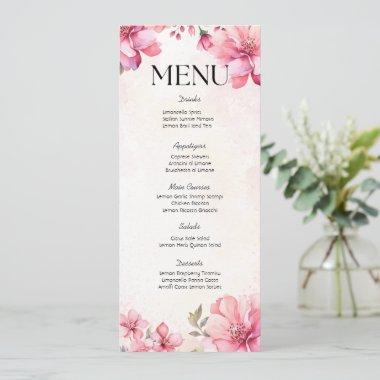 Petals and Prosecco Floral Wedding Shower Menu Invitations