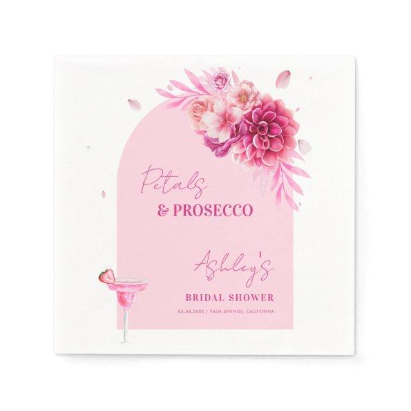 Petals and Prosecco Hot Pink Floral Bridal Shower Napkins