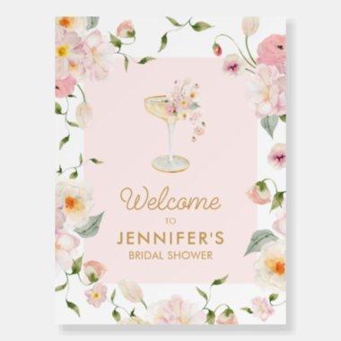 Petals and Prosecco Pink Bridal Shower Welcome Foam Board
