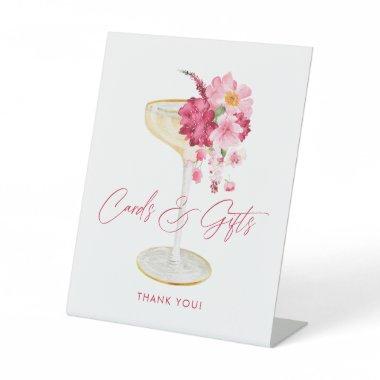 Petals and Prosecco Pink Invitations and Gifts Pedestal Sign