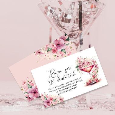 Petals and Prosecco Pink Floral Recipe Enclosure Invitations