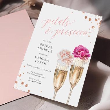 Petals and Prosecco Script Blush Bridal Shower Invitations