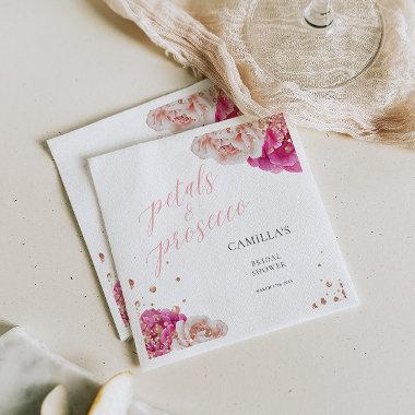 Petals and Prosecco Script Sparkly Floral Napkins