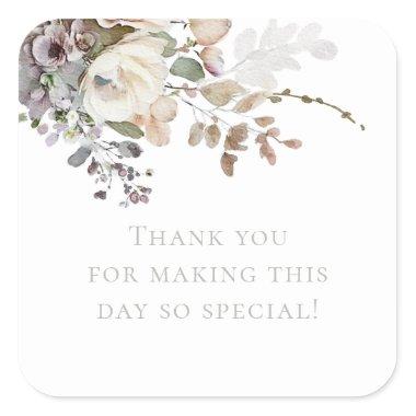 Petals and Prosecco Thank You Floral Bridal Shower Square Sticker